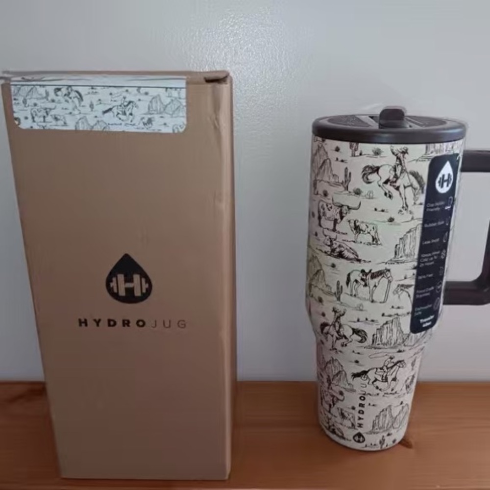 HydroJug Black and White Illustrated Water Bottle